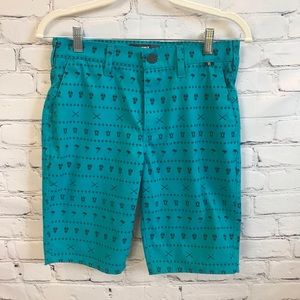 Hurley Boys Green Tribal Print Chino Shorts size 18